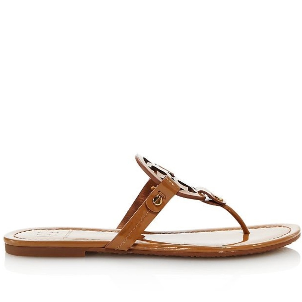 Tory Burch Miller Sand Patent Leather Sandals-10 - Picture 2 of 7